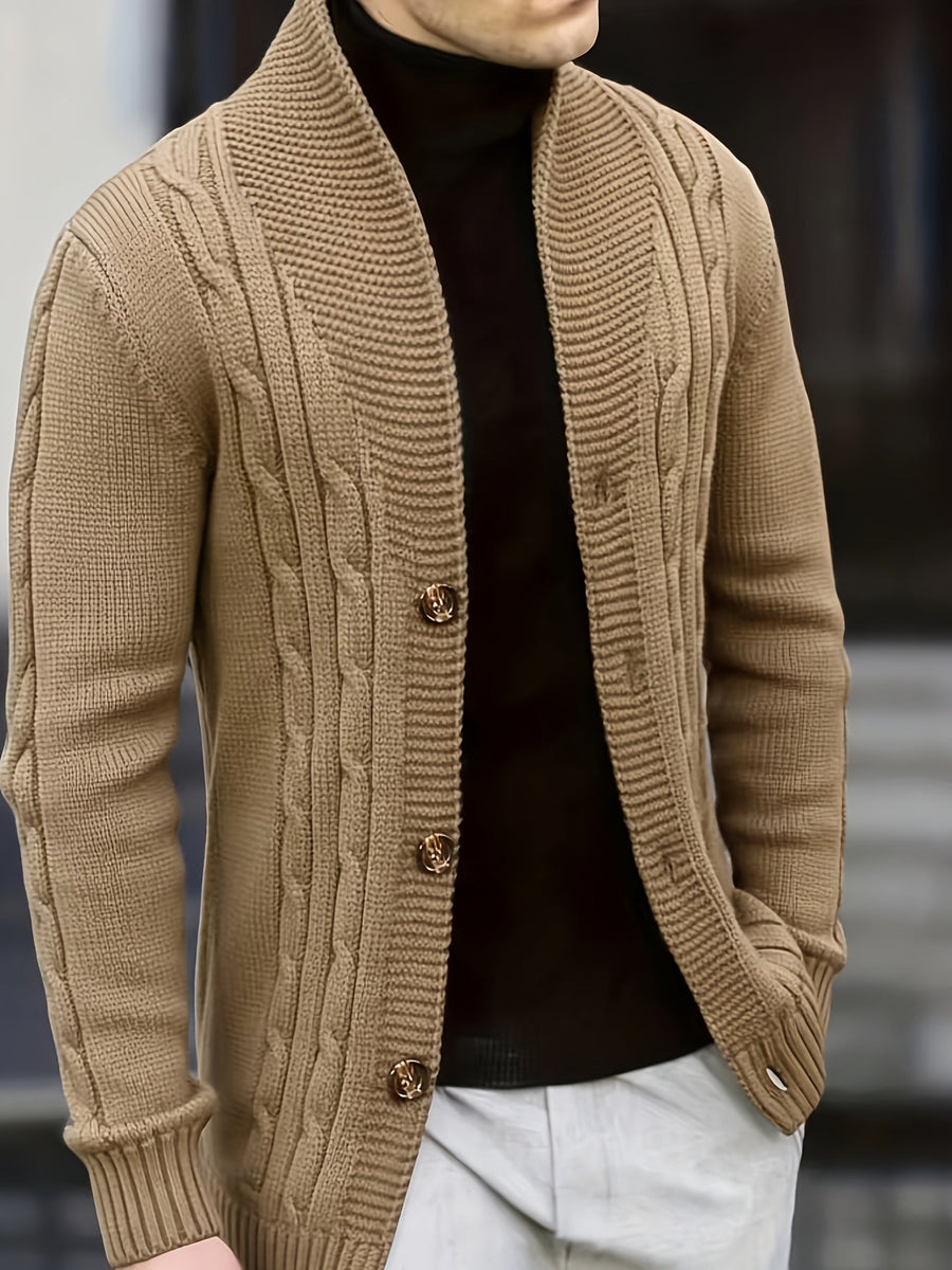 Herren-Cardigan aus Strick mit Schalkragen und Knöpfen