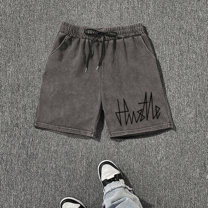 Short homme casual style urbain avec imprimé "Hustle" – idéal pour le streetwear et la détente