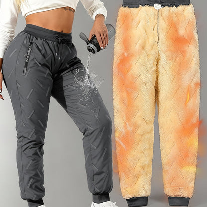 Pantalon de jogging femme doublé polaire chaud à taille élastique