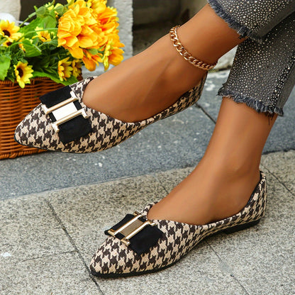 Ballerine donna con motivo pied-de-poule chic ed eleganti per tutti i giorni