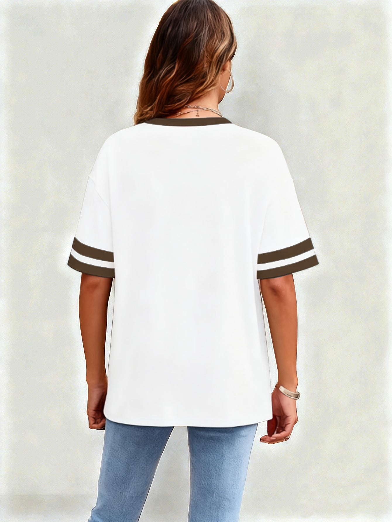 T-shirt décontracté pour femme avec cœur imprimé style sport chic