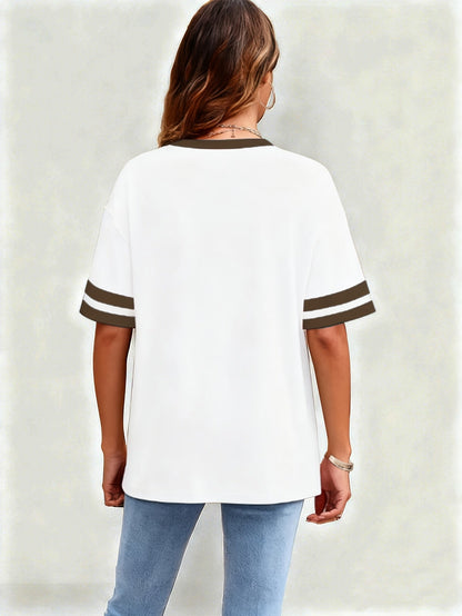 T-shirt décontracté pour femme avec cœur imprimé style sport chic