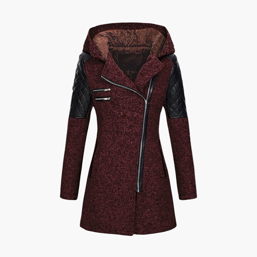Abrigo de mujer estilo tweed con capucha, elegante y moderno para el invierno