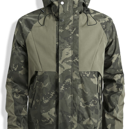 Veste Homme Camouflage Vert à Capuche et Fermeture Éclair