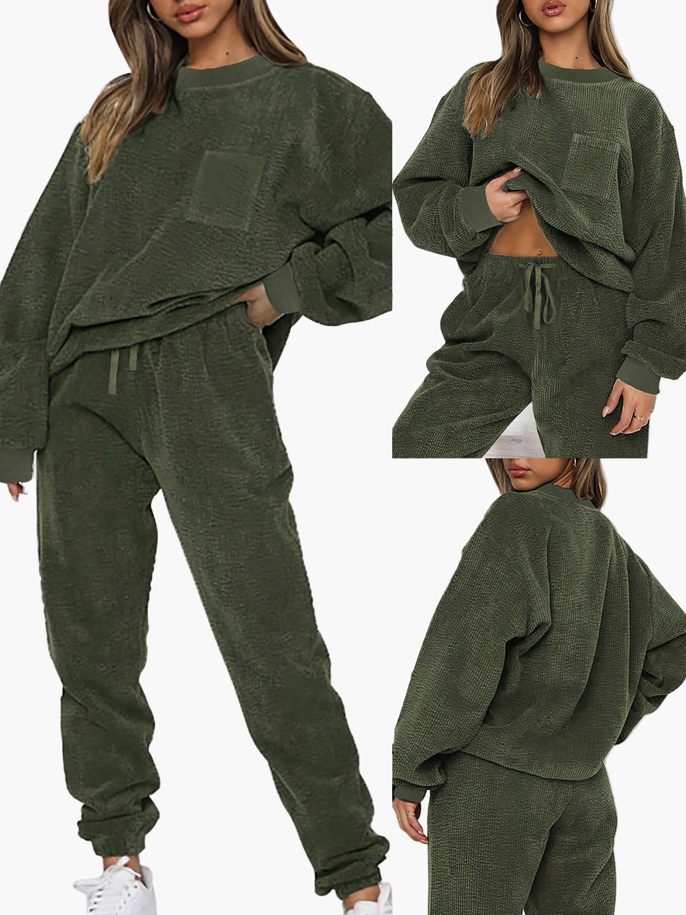 Completo casual da donna stile lounge, tuta due pezzi, ideale per relax e tempo libero