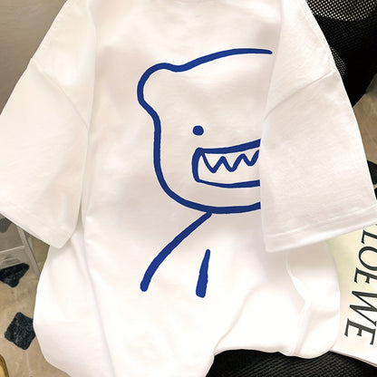 T-shirt décontracté oversize homme motif graphique ours style streetwear