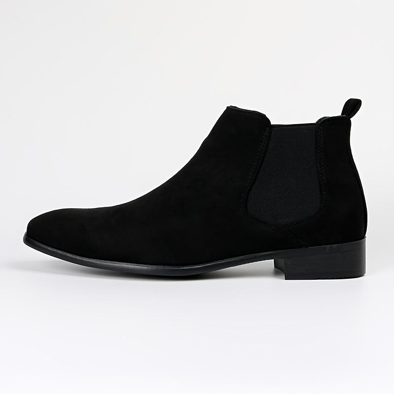 Bottes Chelsea pour homme en tissu aspect daim noir à bout pointu
