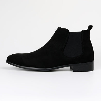 Bottes Chelsea pour homme en tissu aspect daim noir à bout pointu