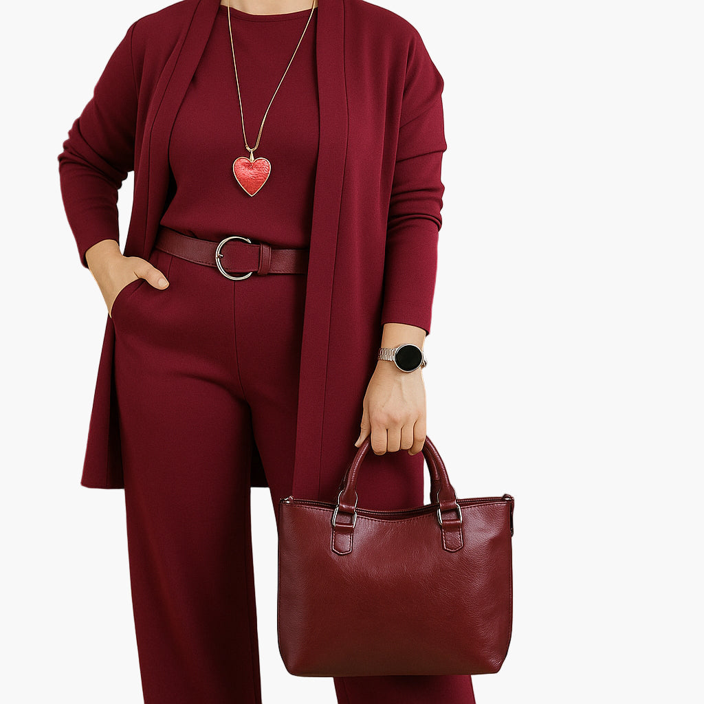Ensemble 3 Pièces Femme Élégant Style Minimaliste Polyvalent pour Bureau et Loisirs