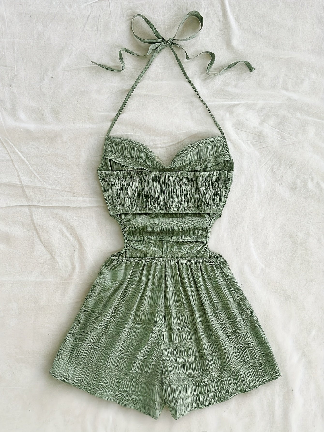 Elegant Women's Romper with Cowl Neck and Open Back – Vacation Style, Modern Fit