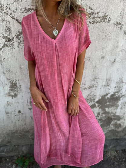 Midi Dress with V-Neckline