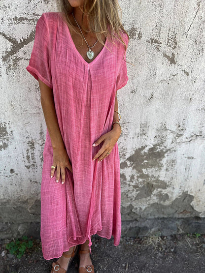Midi Dress with V-Neckline