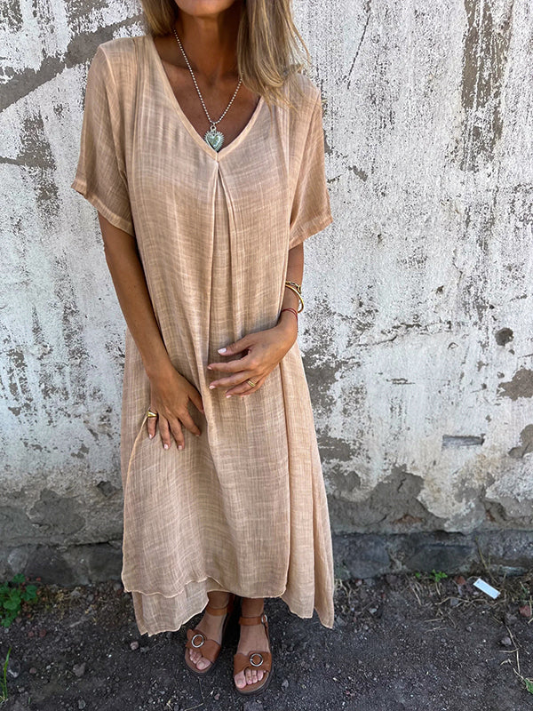 Midi Dress with V-Neckline