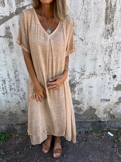 Midi Dress with V-Neckline