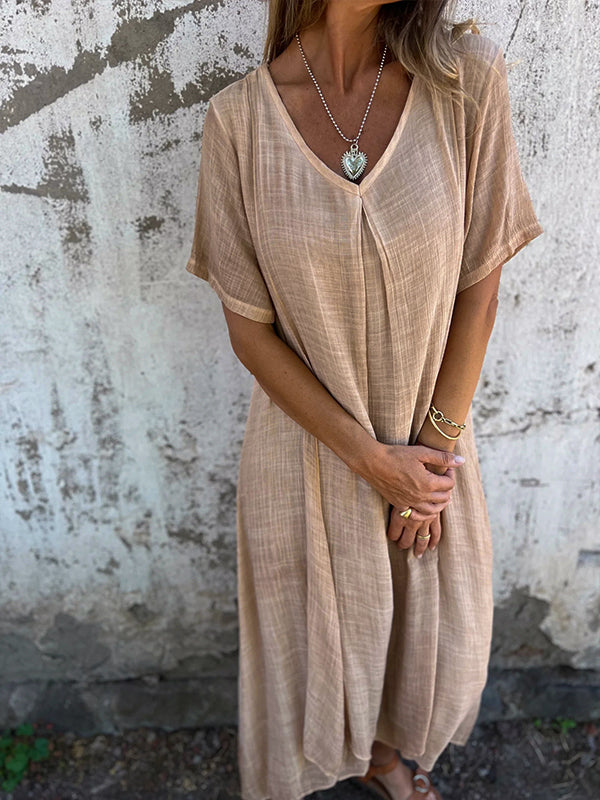 Midi Dress with V-Neckline