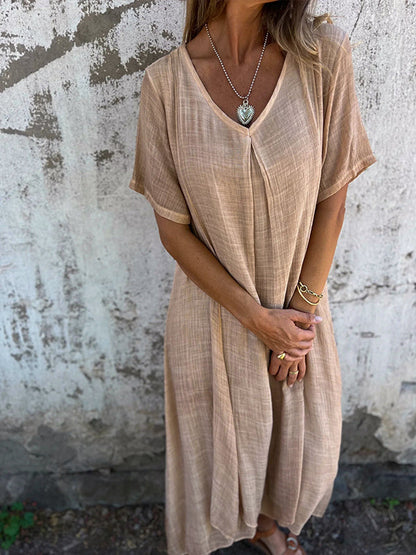 Midi Dress with V-Neckline