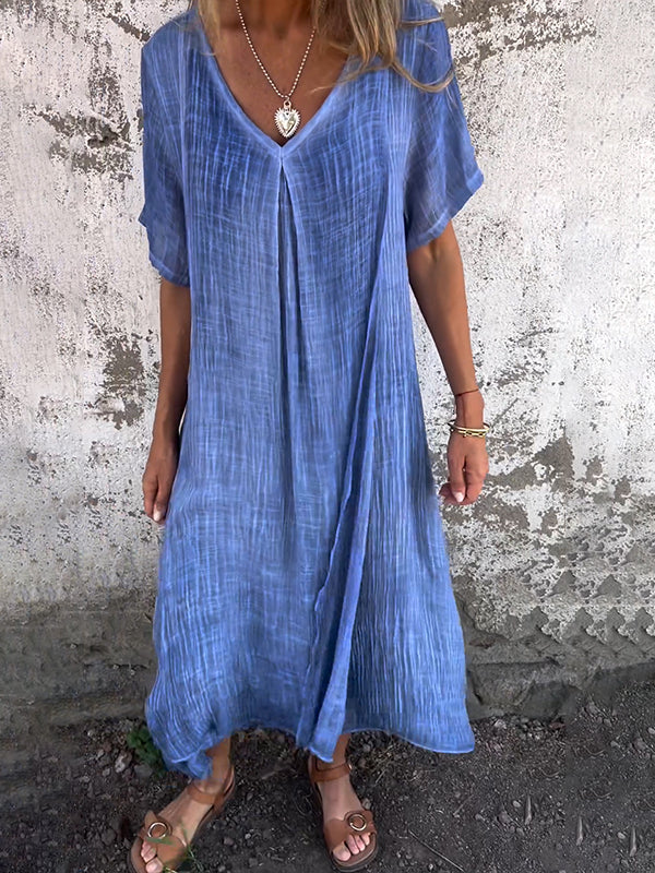 Midi Dress with V-Neckline