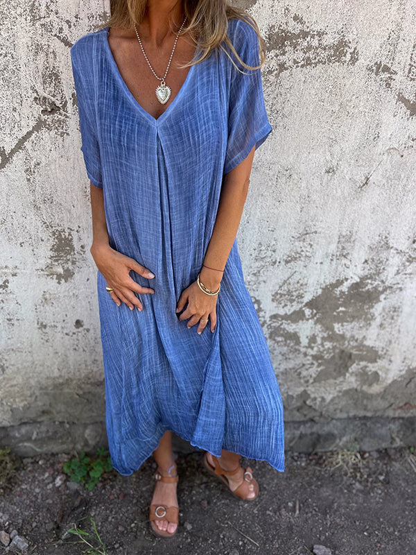 Midi Dress with V-Neckline