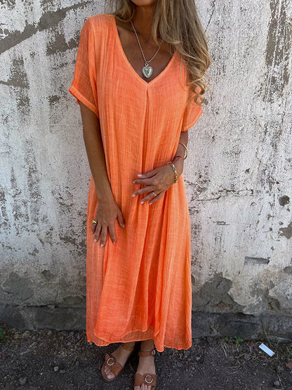 Midi Dress with V-Neckline