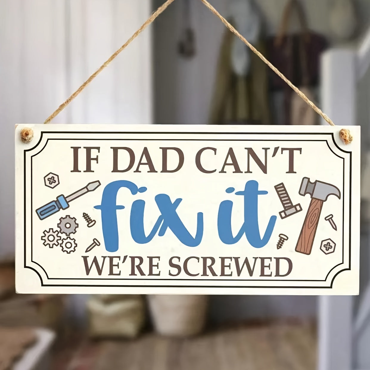 Targa da Parete Decorativa Divertente per Uomo – Regalo per Officina o Garage – Pannello Appeso "Se Papà Non Può Riparare, Siamo Fritti"
