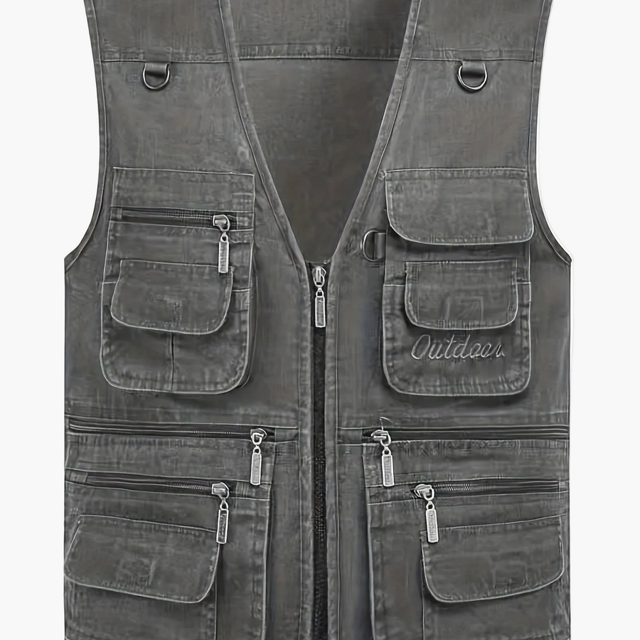 Gilet multi-poches homme style outdoor pour la pêche, la randonnée et la photographie