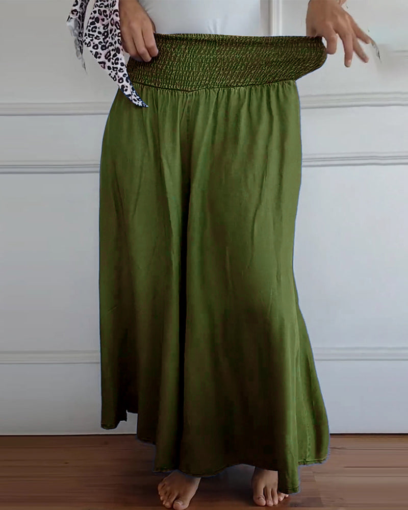 Pantaloni larghi a vita alta stile bohémien per donna, taglio fluido e comodo, ideali per tutti i giorni e il relax