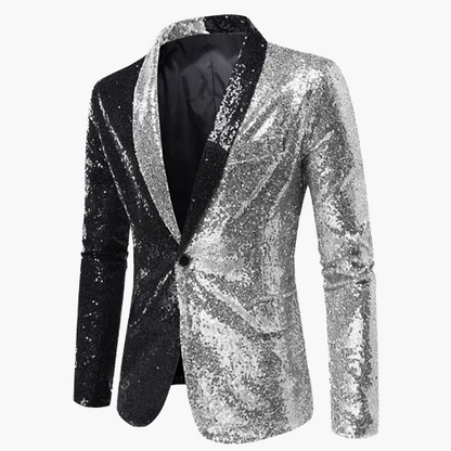 Giacca da sera uomo stile smoking, motivo geometrico brillante, ideale per feste ed eventi eleganti