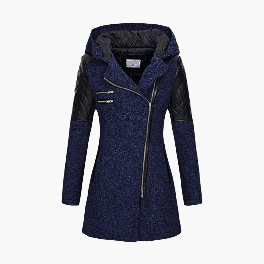 Abrigo de mujer estilo tweed con capucha, elegante y moderno para el invierno