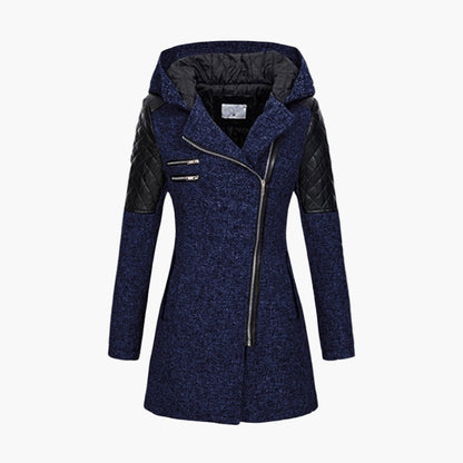 Abrigo de mujer estilo tweed con capucha, elegante y moderno para el invierno