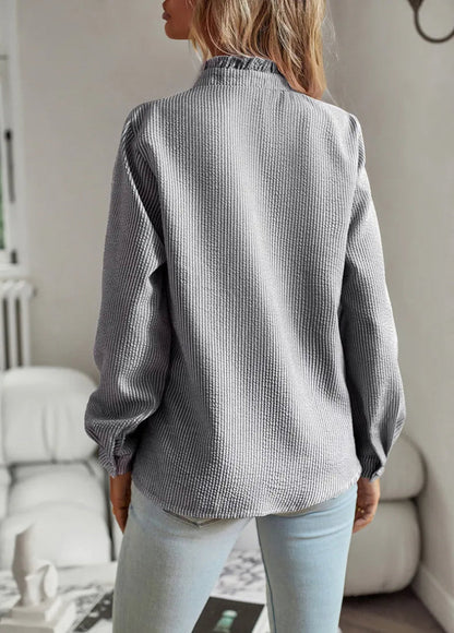 Chemisier Femme Élégant à Volants Style Décontracté et Chic pour Bureau et Quotidien