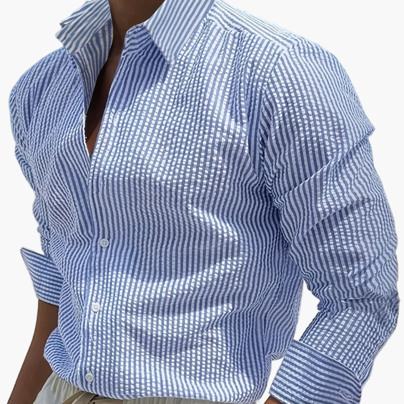 Chemise homme à rayures style décontracté pour la plage ou le bureau