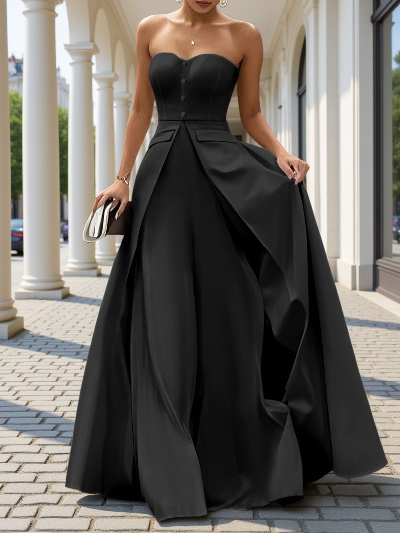 Abito da sera elegante donna bustier stile principessa per occasioni speciali