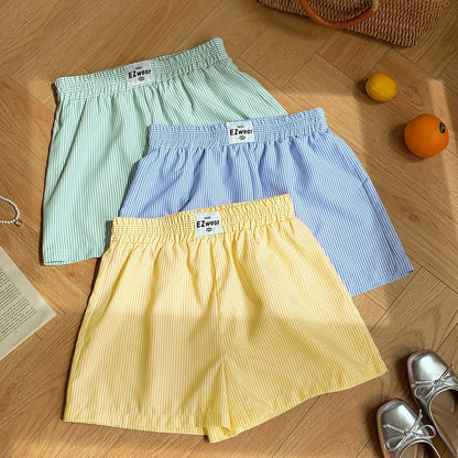 Shorts décontractés à rayures pour femme, lot de 3, style confortable pour la maison ou l'été