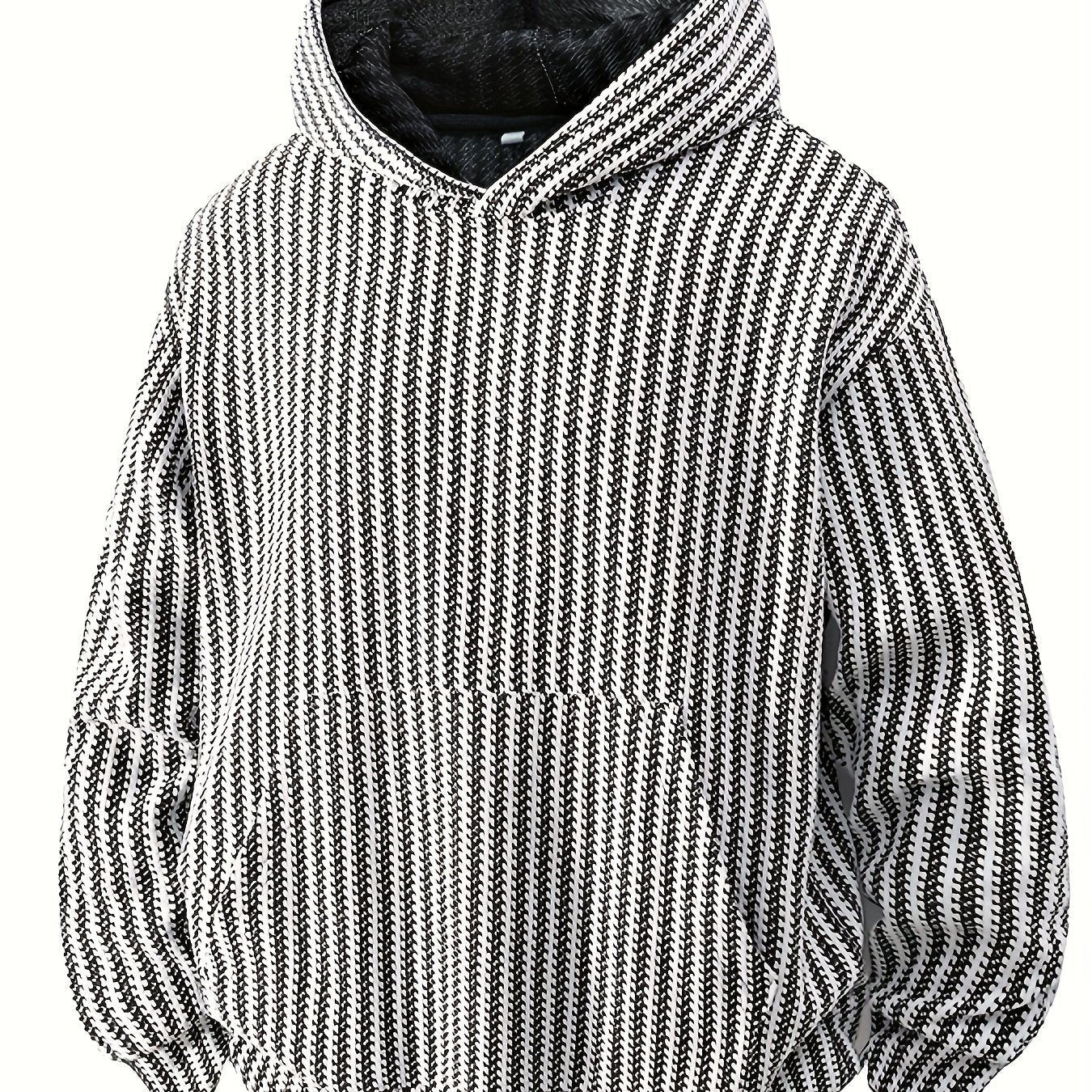 Sweat à Capuche Texturé Noir Oversize avec Poche Kangourou pour Homme