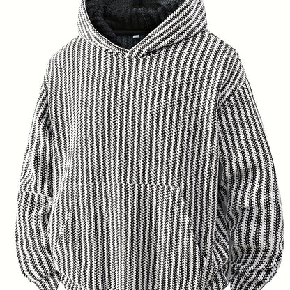 Sweat à Capuche Texturé Noir Oversize avec Poche Kangourou pour Homme