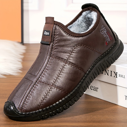 Chaussons Homme Doublés Chaussures Simples à Enfiler Hiver Noir