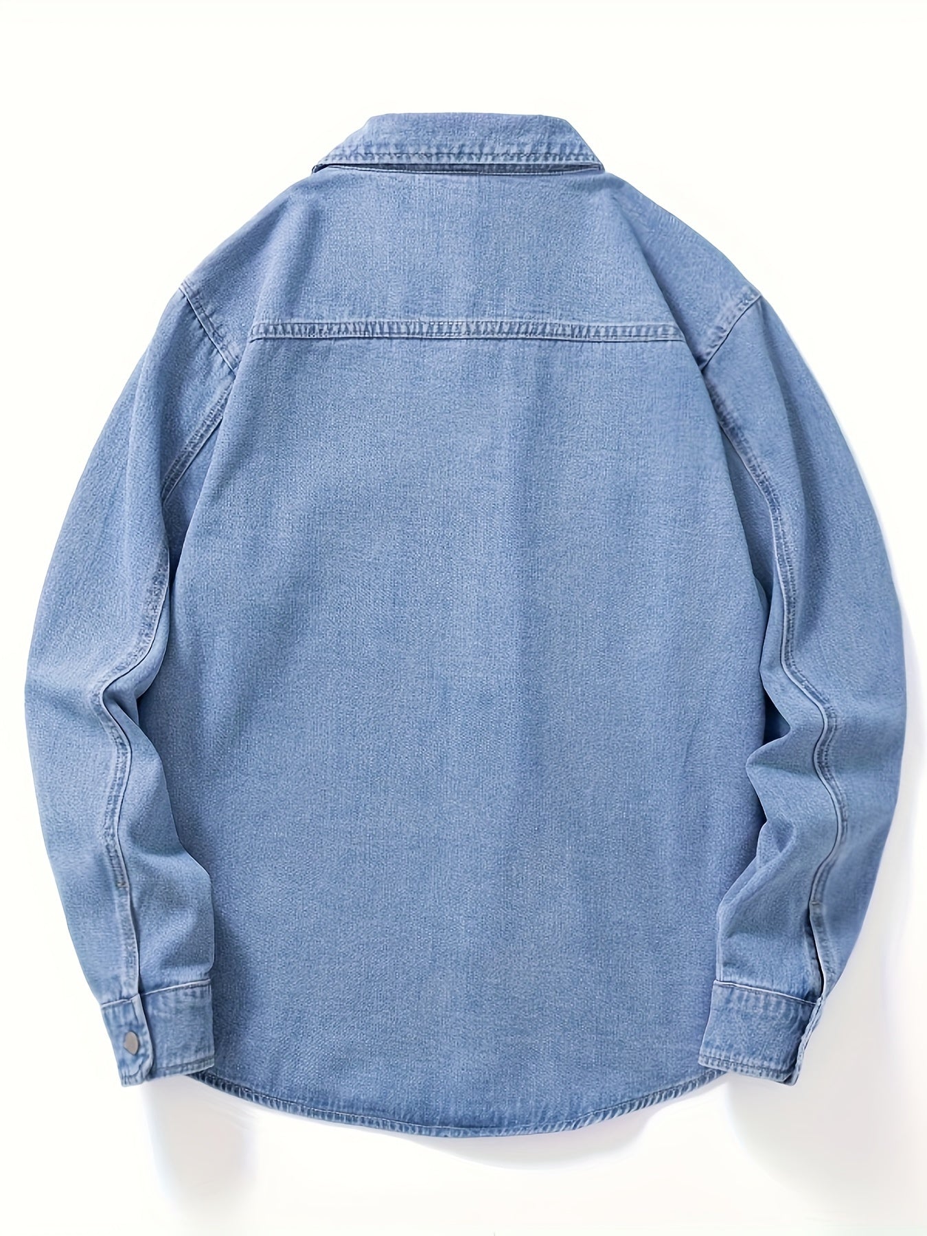 Surchemise Homme Décontractée en Jean à Manches Longues et Poches Poitrine