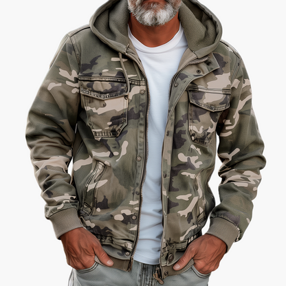 Men's Cargo Style Camouflage Hoodie Jacket – Ideal for Outdoors and City Use