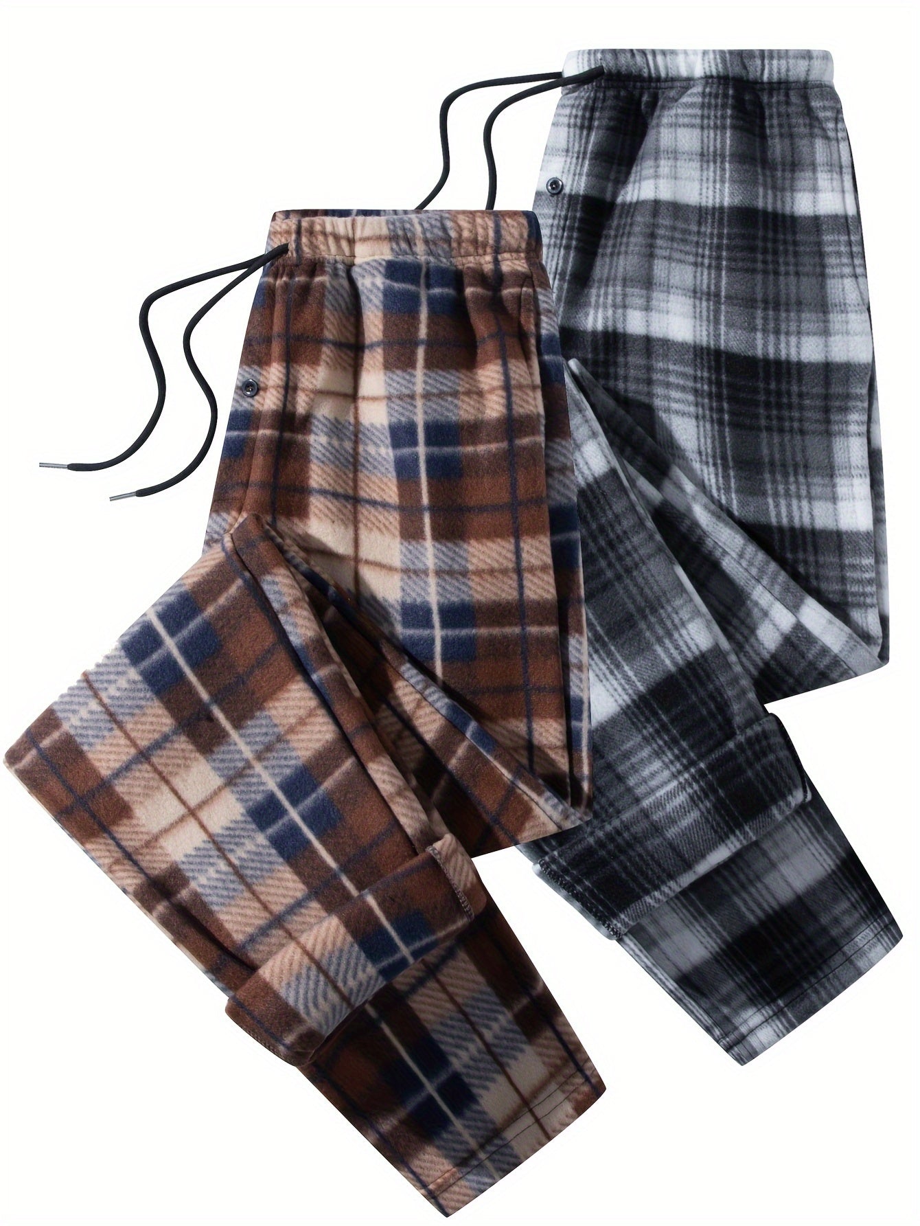 Pantalon de détente à carreaux doux pour homme avec cordon de serrage