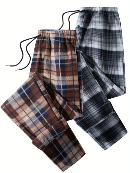 Pantalon de détente à carreaux doux pour homme avec cordon de serrage