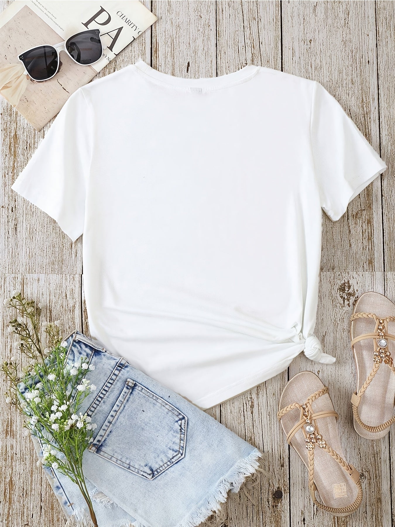 Dames T-shirt Boheemse Stijl Bloemen- en Veerprint, Casual Zomer
