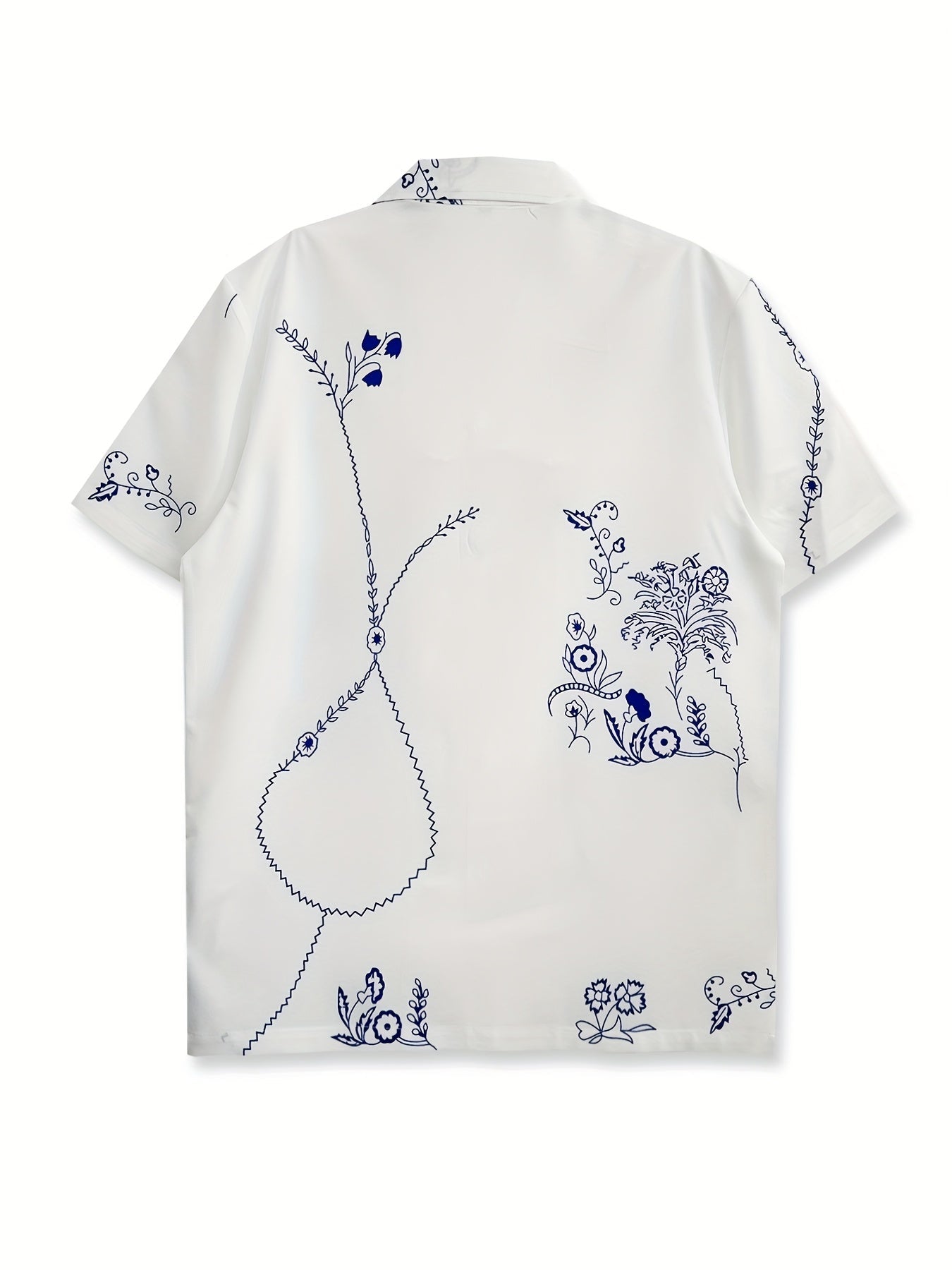Herreskjorte i resortstil med korte ærmer og moderne grafisk blomsterprint