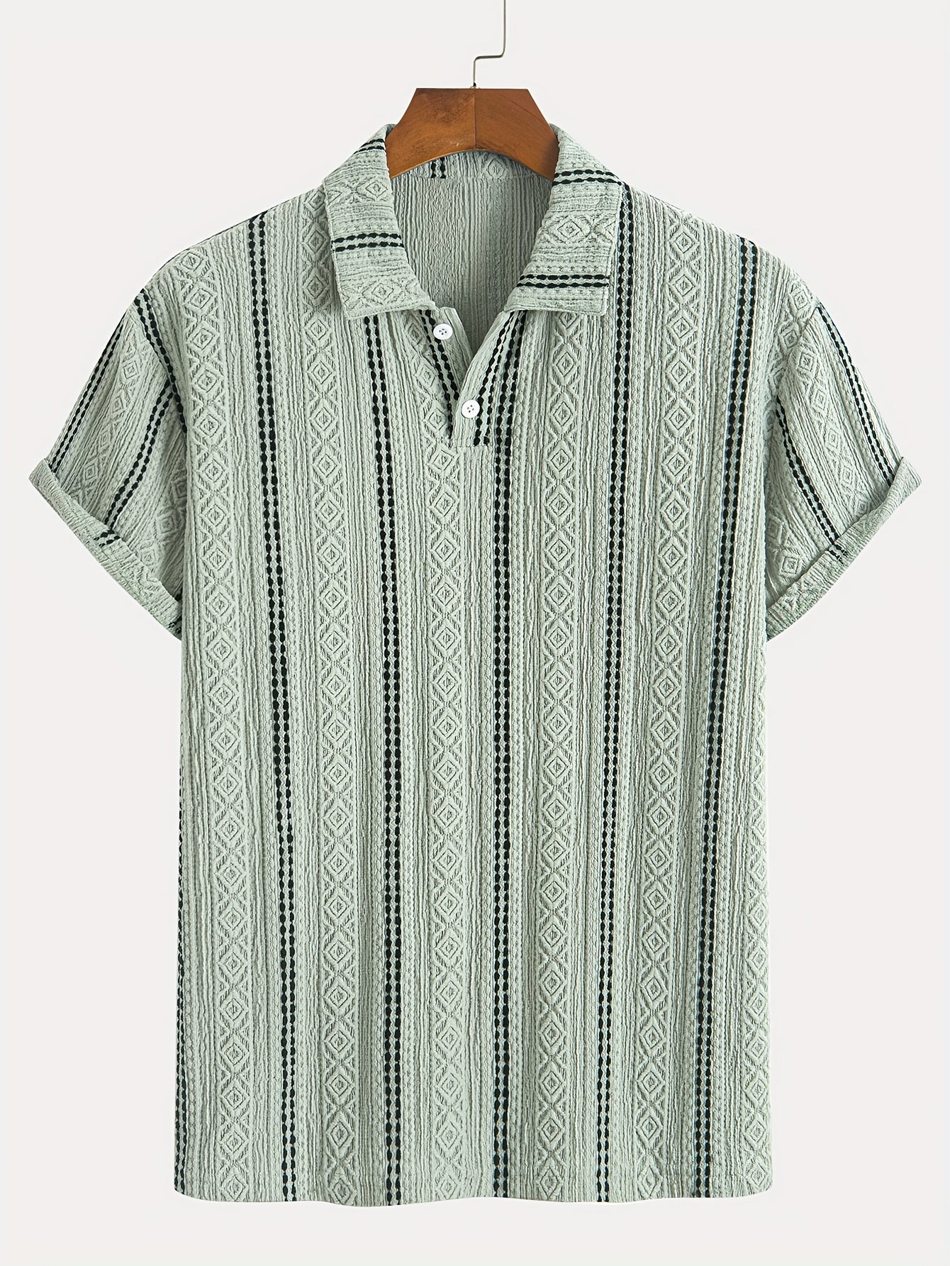 Chemise à manches courtes pour homme style polo rayures et motifs géométriques élégants