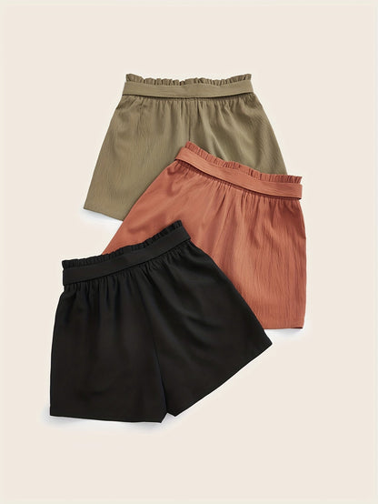 Short d'été taille haute avec ceinture nouée pour femme, style décontracté plage vacances