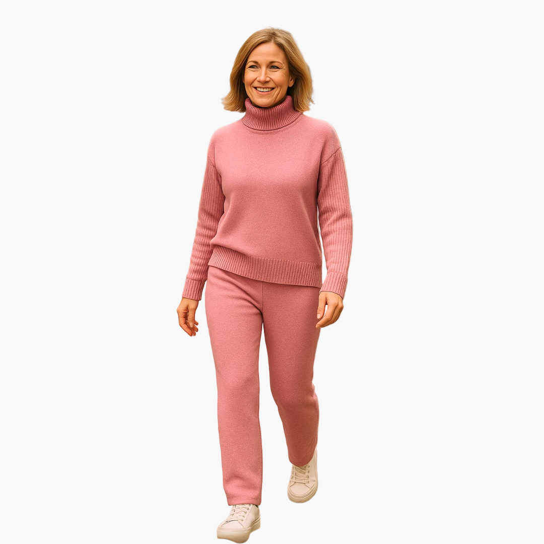 Ensemble Femme Pull Col Roulé et Pantalon Style Décontracté Élégant