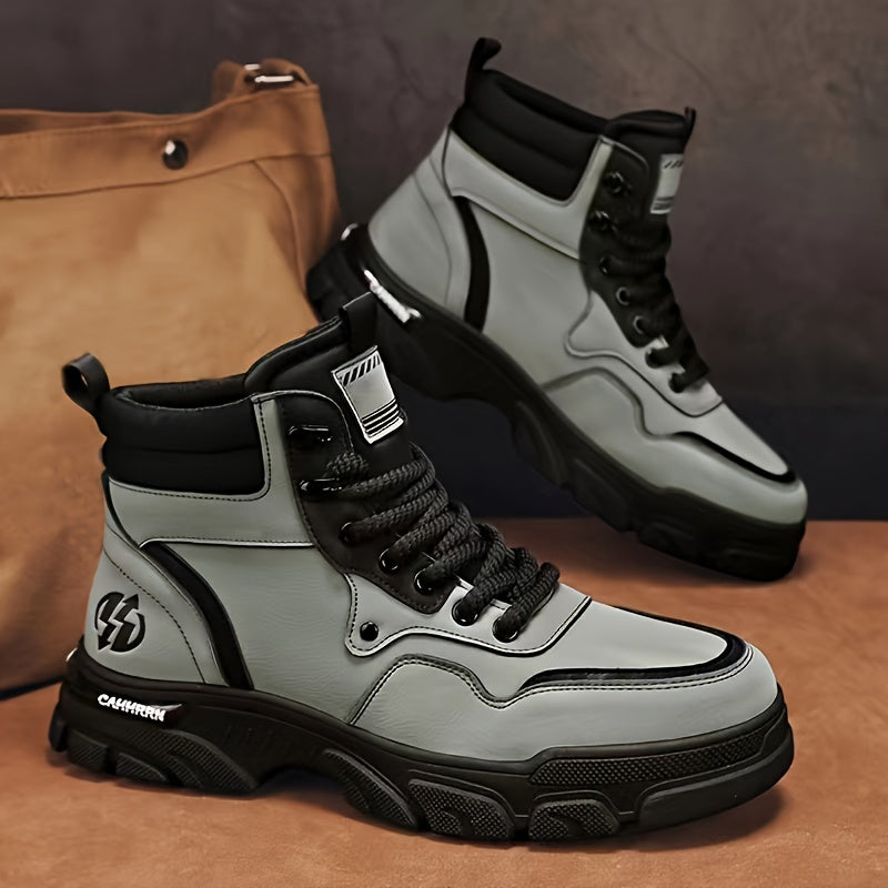 Bottes montantes pour homme, style décontracté, couleur unie