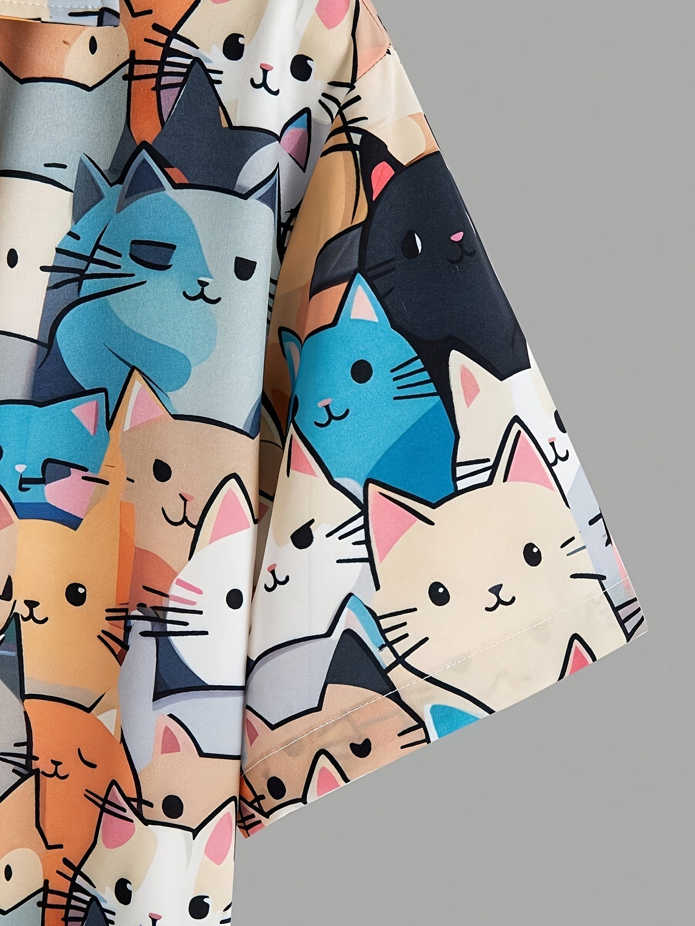 Chemise homme décontractée à manches courtes imprimé chats style ludique