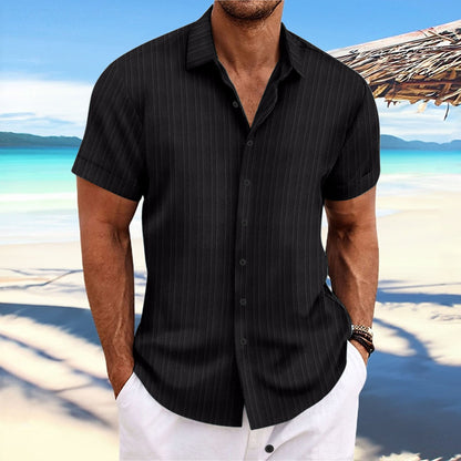Chemise décontractée à rayures pour homme – Style estival chic, idéale pour la plage ou la ville