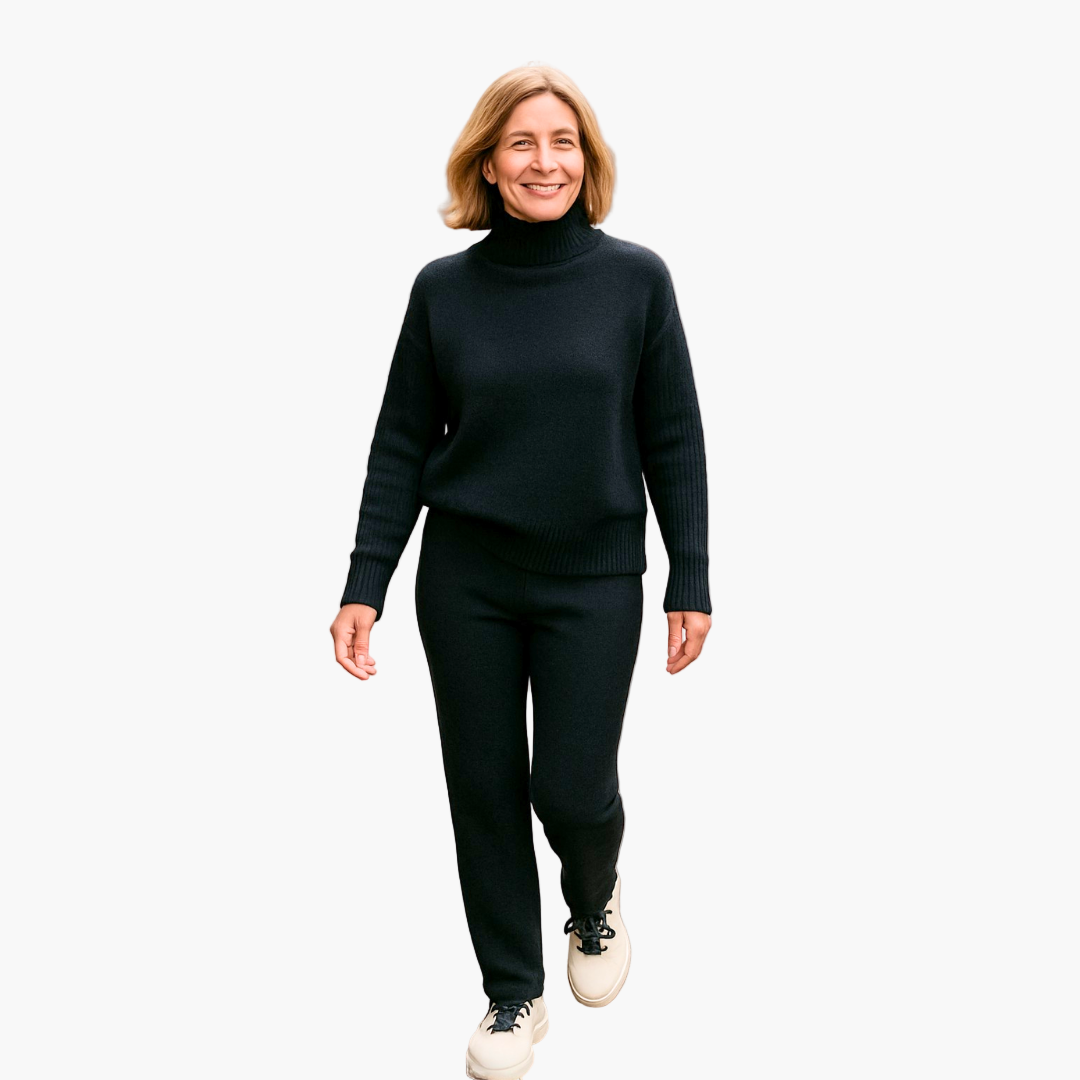 Ensemble Femme Pull Col Roulé et Pantalon Style Décontracté Élégant
