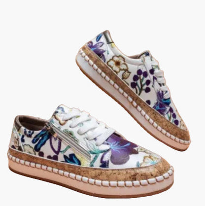 Baskets décontractées pour femme style floral brodé – Mode urbaine et confort quotidien